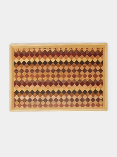 Mori Kougei Poke Wood Rectangular Tray In Brown