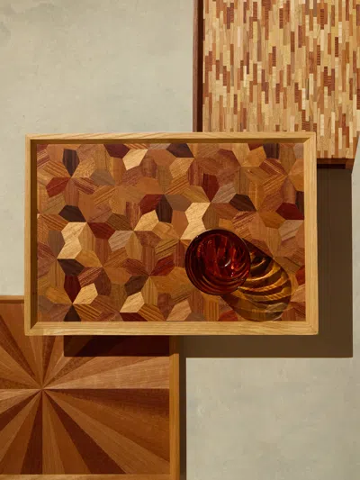 Mori Kougei Poke Wood Rectangular Tray  Abask Luxury Gift In  Brown