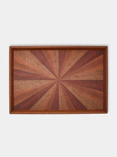 Mori Kougei Poke Wood Rectangular Tray  Abask Luxury Gift In Brown