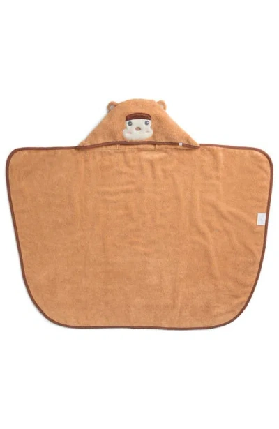 Mori Monkey Baby & Kids Hooded Bath Towel In Brown