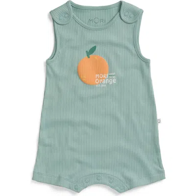 Mori Babies'  Placement Print Summer Ribbed Dungarees In Green