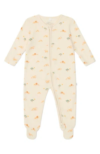 Mori Babies'  Print Fitted One-piece Footed Pajamas In Lion Print