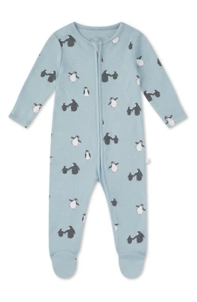 Mori Babies'  Print Fitted One-piece Footed Pajamas In Gray