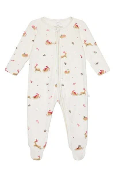 Mori Print Fitted One-piece Pajamas In Christmas Print