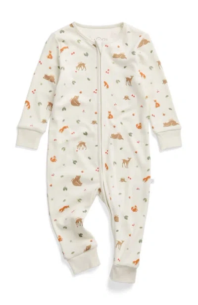 Mori Kids'  Print Two Way Zip Up Romper In Neutral