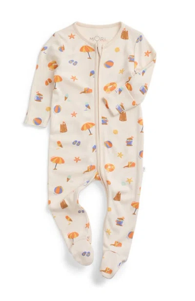 Mori Kids'  Print Two Way Zip Up Sleepsuit In White