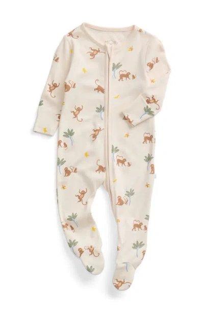 Mori Kids'  Print Two Way Zip Up Sleepsuit In White