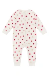 Mori Babies'  Print Zip Romper In Hearts And Cream