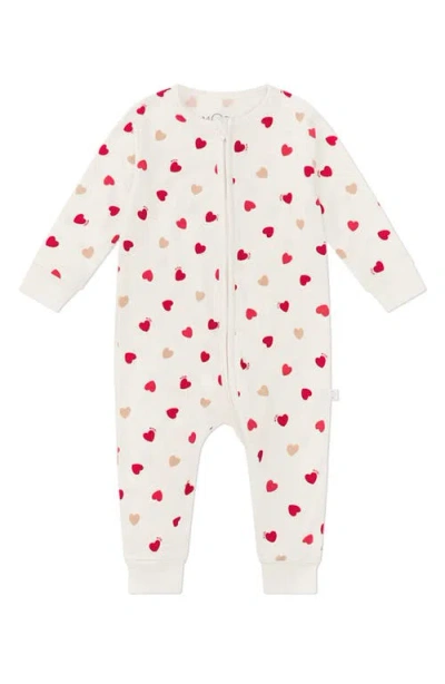 Mori Print Zip Romper In Hearts And Cream
