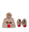 Mori Reindeer Hat And Booties Set In Brown