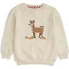Mori Reindeer Print Sweater In Neutral