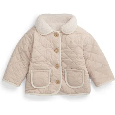 Mori Kids'  Reversible Quilted Borg Jacket In Neutral