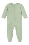 Mori Babies' Rib Fitted One-piece Footie Pajamas In Ribbed Sage