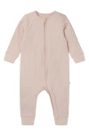 Mori Babies' Rib Fitted One-piece Romper In Blush