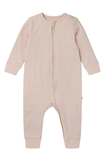 Mori Babies' Rib Fitted One-piece Romper In Pink