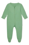 Mori Babies' Rib Fitted One-piece Romper In Ribbed - Kashmir Green