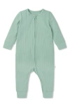Mori Rib Fitted One-piece Romper In Ribbed Mint