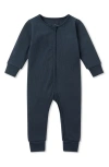 Mori Babies' Rib Fitted One-piece Romper In Blue