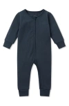 Mori Kids'  Rib Fitted One-piece Romper In Ribbed Navy