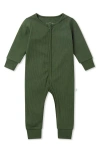 Mori Clever Zip Footie In Ribbed Pine