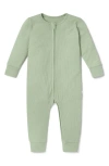Mori Babies' Clever Zip Fitted One-piece Pajamas In Ribbed Sage