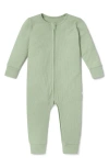 Mori Kids' Clever Zip Fitted One-piece Pajamas In Ribbed Sage