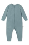 Mori Clever Zip Footie In Ribbed Sky