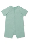 Mori Babies' Rib Fitted One-piece Short Pajamas In Ribbed Mint
