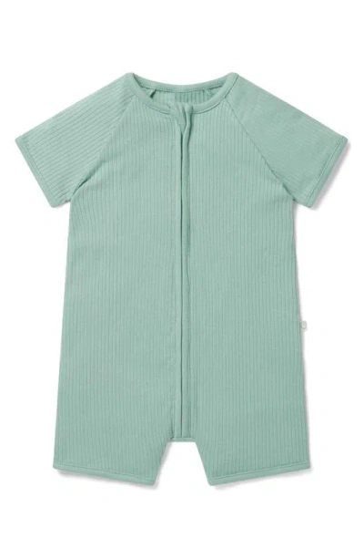 Mori Babies' Rib Fitted One-piece Short Pyjamas In Ribbed Mint