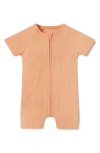 Mori Babies' Rib Fitted One-piece Short Pajamas In Ribbed Orange