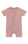 Mori Babies' Rib Fitted One-piece Short Pajamas In Ribbed Rose