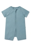 Mori Rib Fitted One-piece Short Pajamas In Ribbed Sky