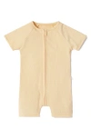 Mori Babies' Rib Fitted One-piece Short Pajamas In Ribbed Yellow