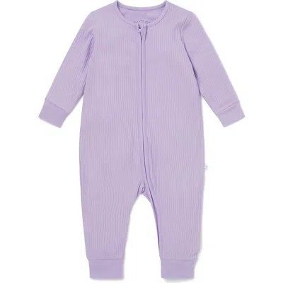 Mori Kids'  Rib Fitted One-piece Romper In Purple