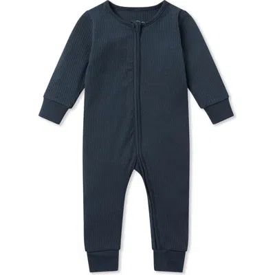 Mori Kids'  Rib Fitted One-piece Romper In Blue