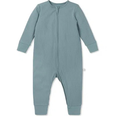 Mori Kids'  Rib Fitted One-piece Romper In Blue