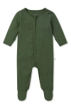Mori Kids'  Rib Fitted One-piece Romper In Green