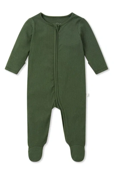Mori Kids'  Rib Fitted One-piece Romper In Green