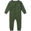 Mori Kids'  Rib Fitted One-piece Romper In Green