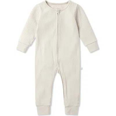 Mori Kids'  Rib Fitted One-piece Romper In White