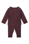 Mori Babies' Rib Fitted Two-piece Pajamas In Ribbed Berry