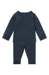 Mori Babies' Rib Fitted Two-piece Pajamas In Ribbed Navy