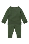 Mori Babies' Rib Fitted Two-piece Pajamas In Ribbed Pine