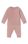 Mori Babies' Rib Fitted Two-piece Pajamas In Ribbed Rose