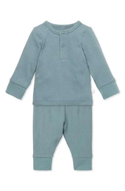 Mori Babies' Rib Fitted Two-piece Pajamas In Ribbed Sky
