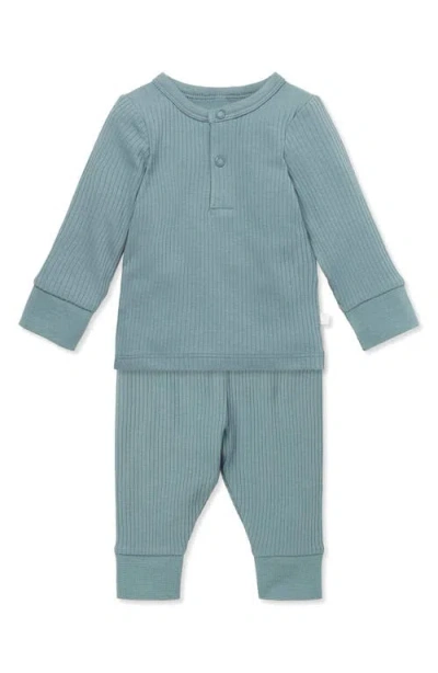 Mori Babies'  Rib Fitted Two-piece Pajamas In Blue