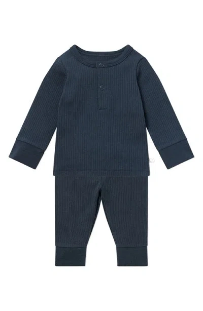 Mori Babies'  Rib Fitted Two-piece Pajamas In Black