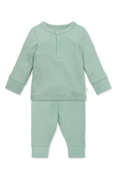 Mori Babies'  Rib Fitted Two-piece Pajamas In Green
