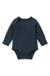 Mori Rib Long Sleeve Bodysuit In Navy