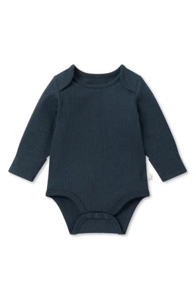 Mori Babies'  Rib Long Sleeve Bodysuit In Navy